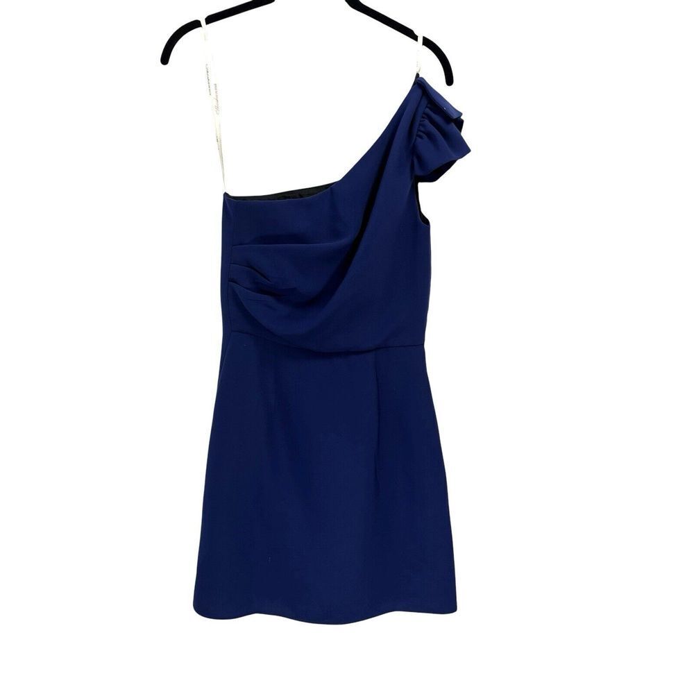 Shoshanna Stacie One Shoulder Mini‎ Dress Blue Designer Classy Formal Size 2 - Picture 2 of 11